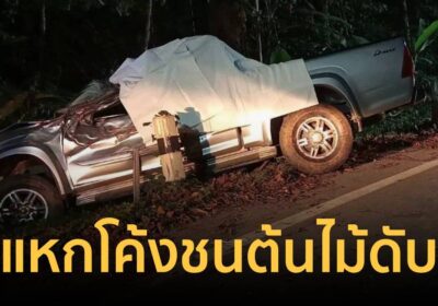 หนุ่มควบกระบะลงดอยอินทนนท์ เสียหลักแหกโค้งชนต้นไม้ เสียชีวิต